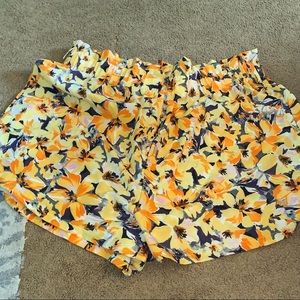 Yellow floral flowy shorts